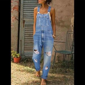 **NWT** Denim Ripped Overalls